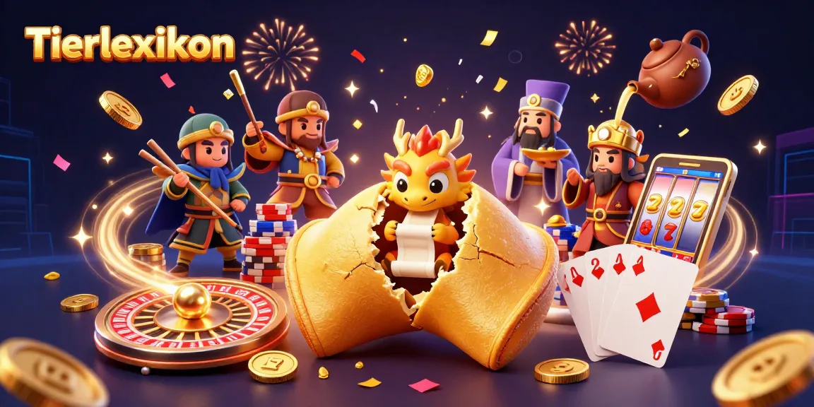 Tierlexikon mit einem glänzenden Glücksspiel-Szenario: Drachen und Goldmünzen interagieren.