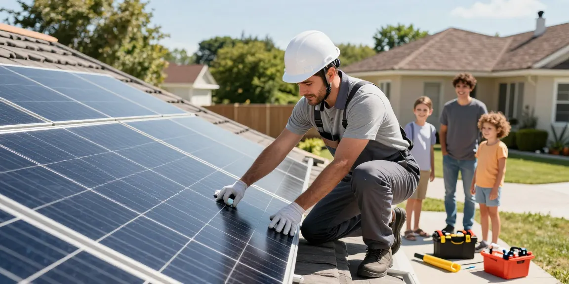 Installation von Solaranlagen durch einen professionellen, vertrauenswürdigen Anbieter in der Nähe, umweltfreundliche lokale Dienstleistungen.